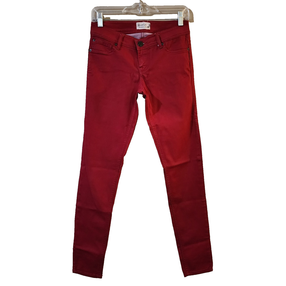 Scarlet Boulevard Womens Jegging Skinny Jeans Size 27 Red Low Rise Super Stretch